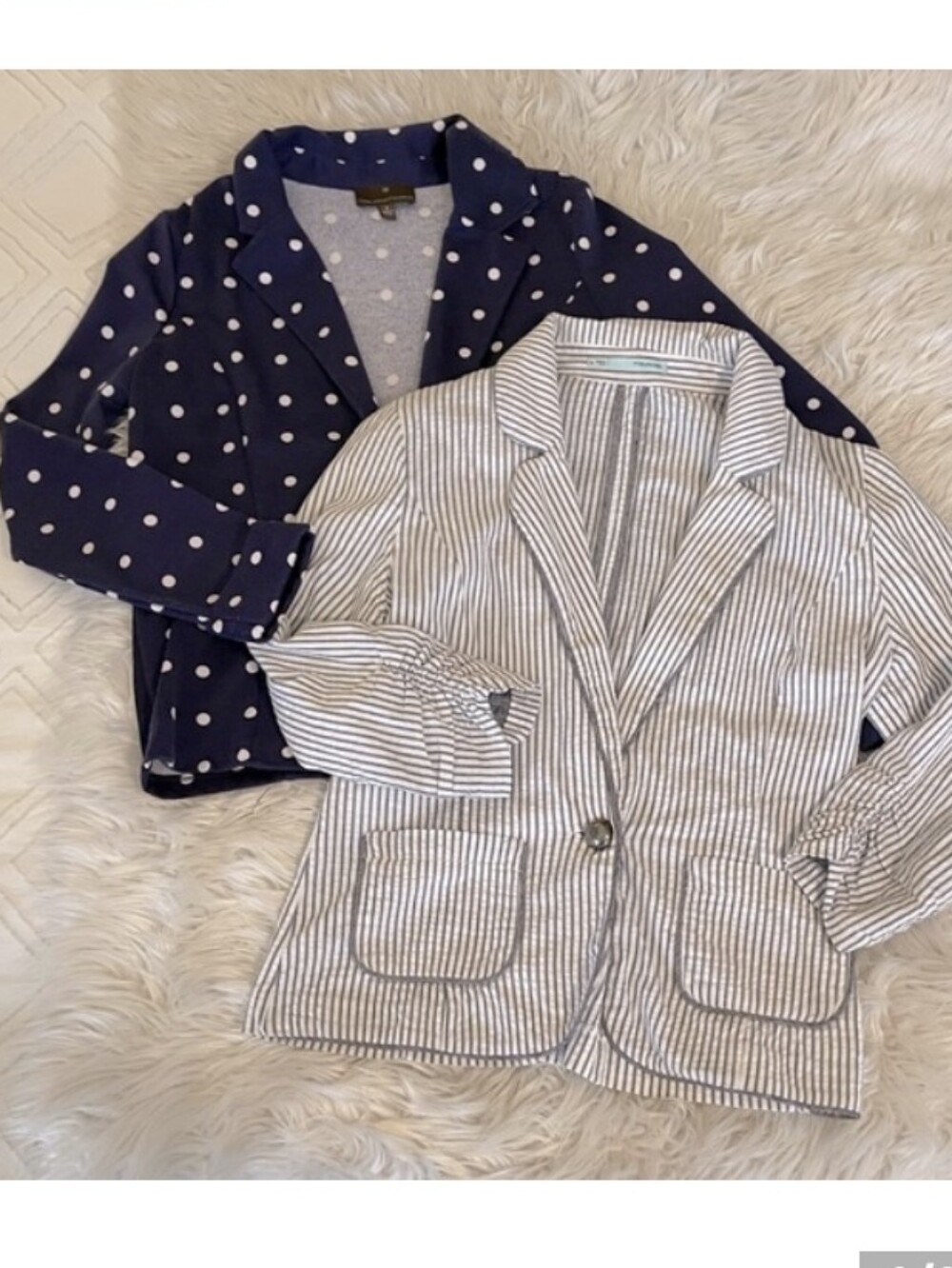 Striped Cotton Blazer & Navy Polka Dot Jacket Duo